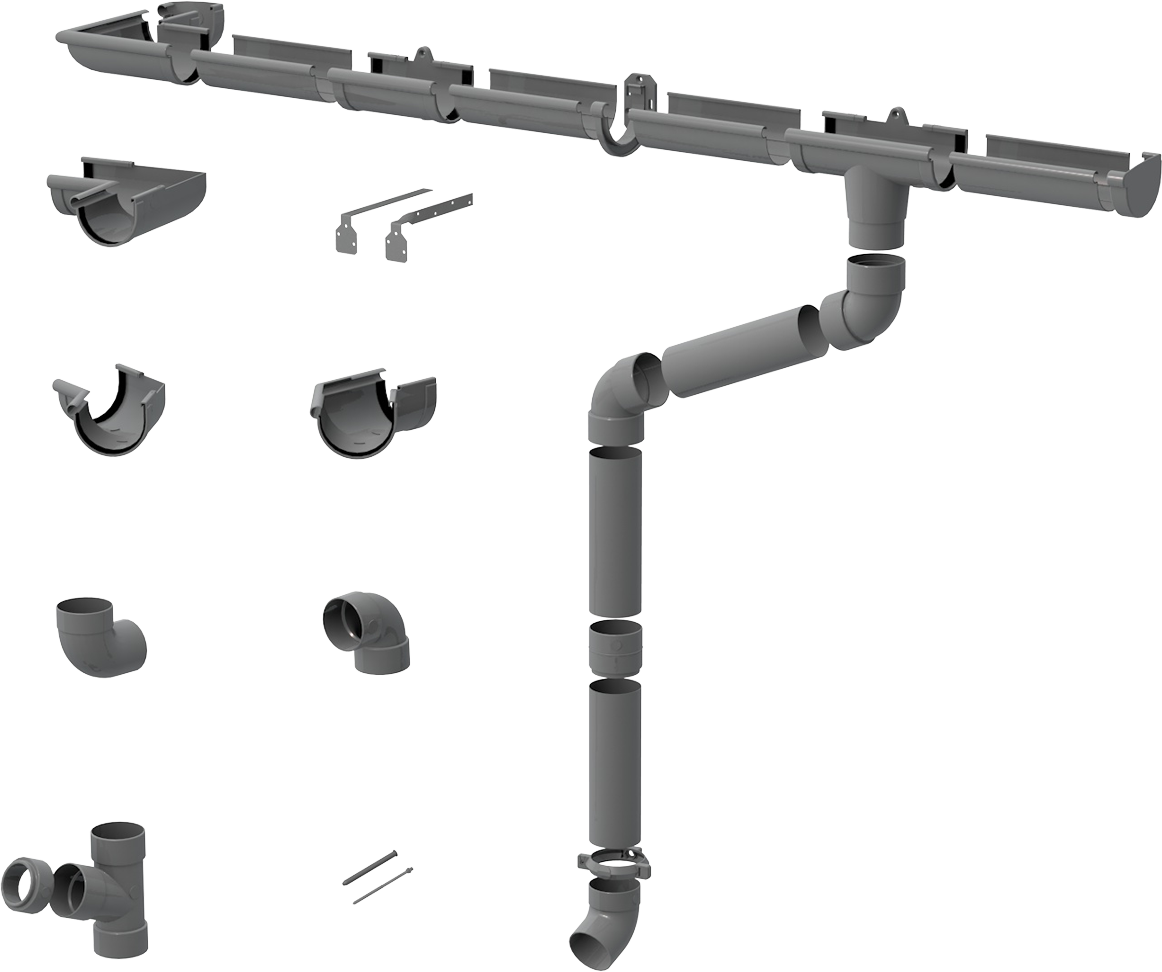 Желоб водосточный: размеры, уклон водостока по госту и элементы системы - кронштейны, уголки, держатели, заглушки и многое другое