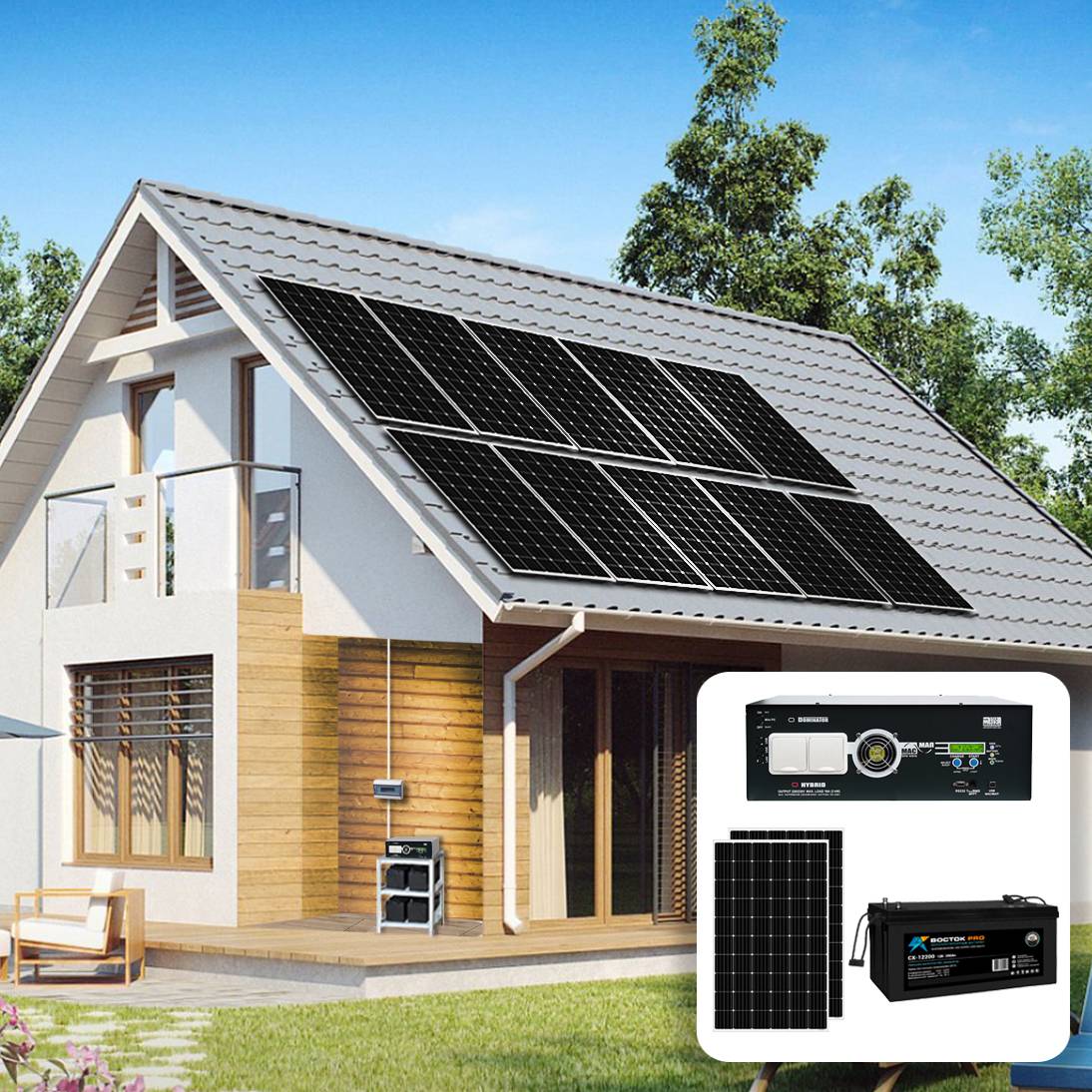 Автономные солнечные электростанции для загородного дома на аккумуляторных батареях: принцип работы, преимущества