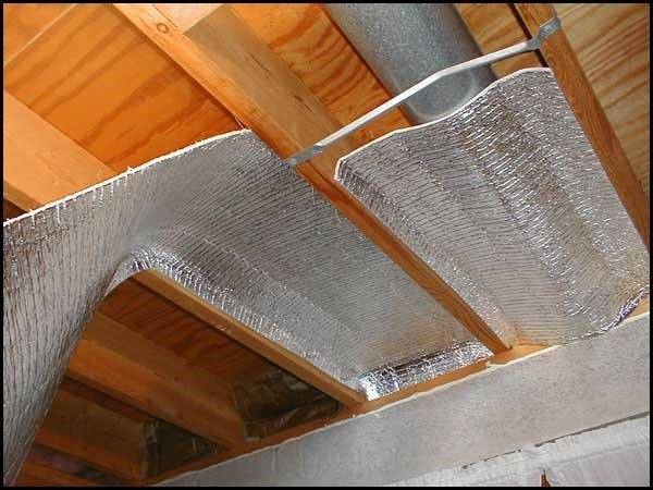 Утепление потолка в доме изнутри фольгированным пенофолом