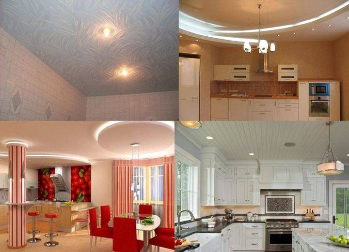 Натяжной потолок на кухне — варианты дизайна