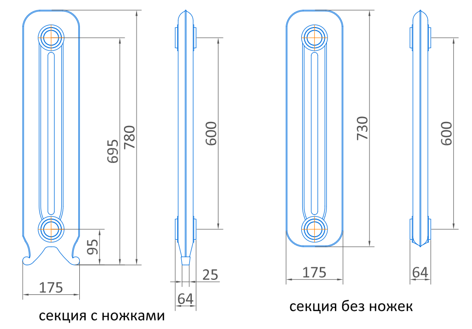 Чугунный радиатор мс-140-500 - характеристики