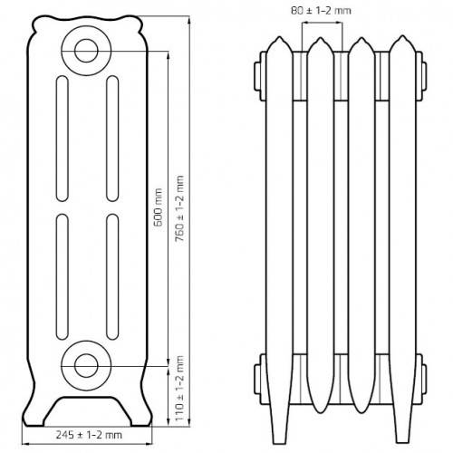 Технические характеристики чугунных радиаторов отопления: мощность, размеры, срок службы