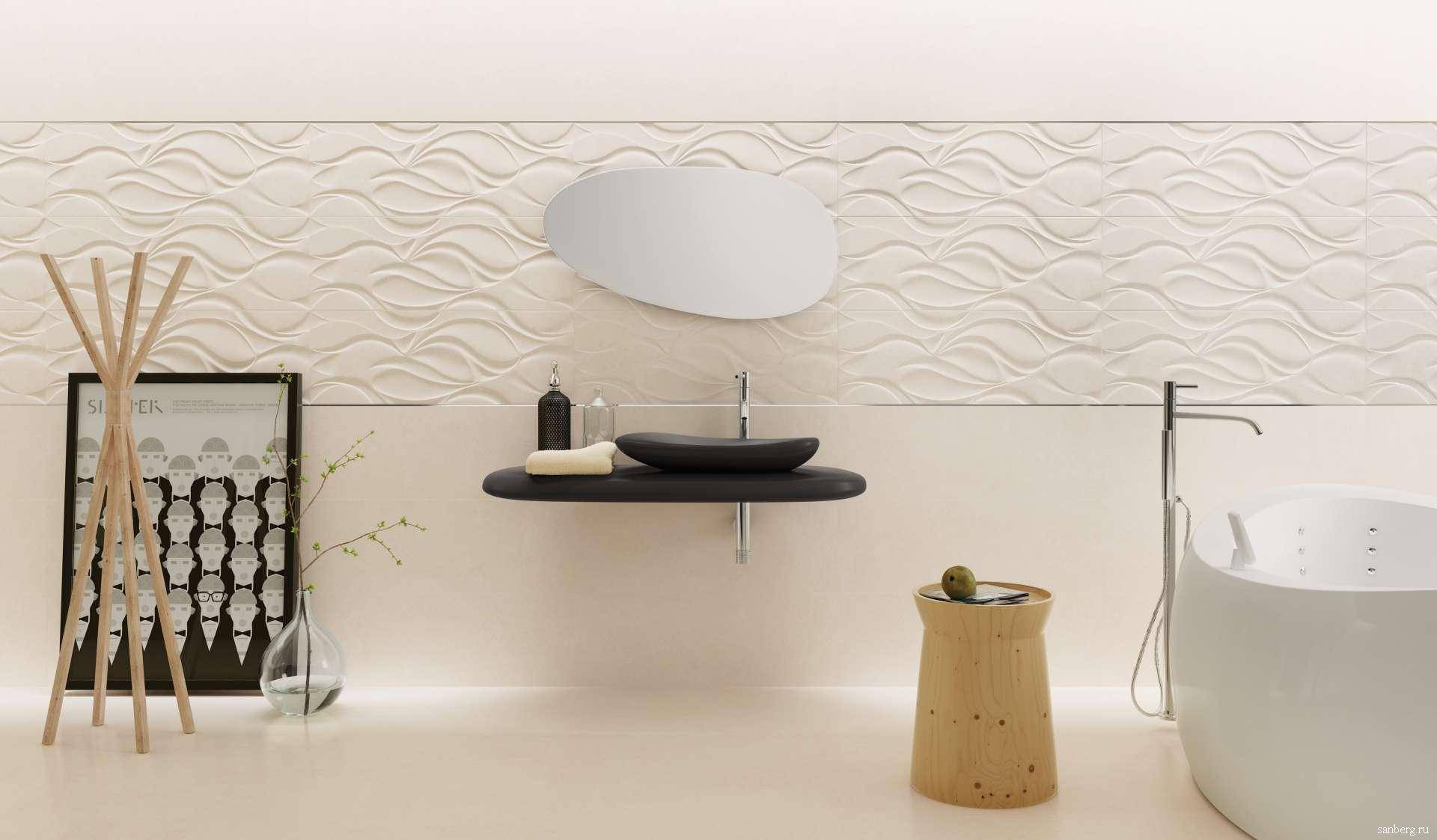 Рельефная плитка для ванной: 25 стильных вариантов