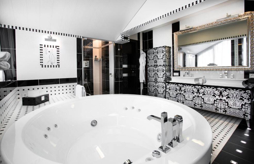 Все о дизайне черно-белой ванной комнаты