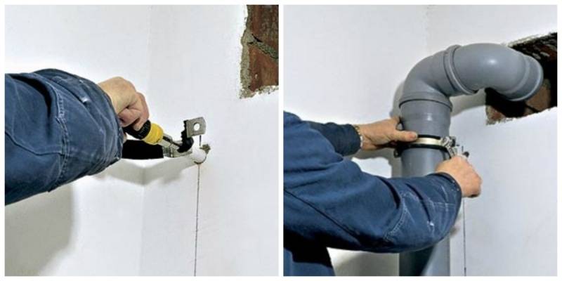 Крепление канализационных труб к стене: крепеж, расстояние крепления, как крепить на фото и видео